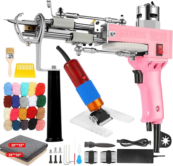 Tufting Gun with Carpet Trimmer, 2 in 1 Cut & Loop Pile Rug Tufting Gun with Tufting Cloth, Rug Making kit for Beginners