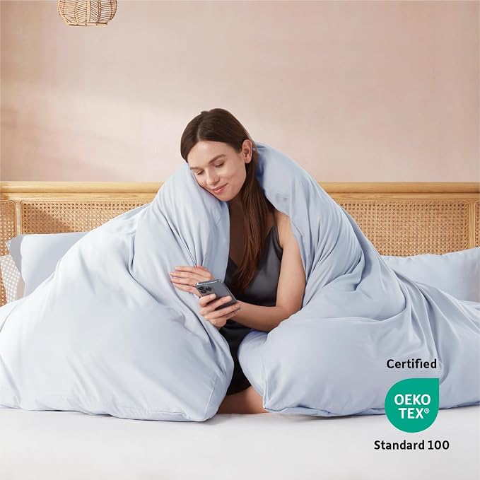 Nestl Ice Blue Duvet Cover King Size - Soft Double Brushed King Duvet Cover Set, 3 Piece, with Button Closure, 1 Duvet Cover 104x90 inches and 2 Pillow Shams