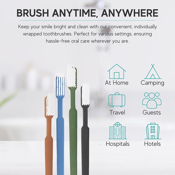 Avistar 160 Prepasted Disposable Toothbrushes Individually Wrapped - Single Use Pre Pasted Disposable Toothbrushes with Toothpaste Built in - Waterless Toothbrush for Travel, Guests, Hotel, & Camping