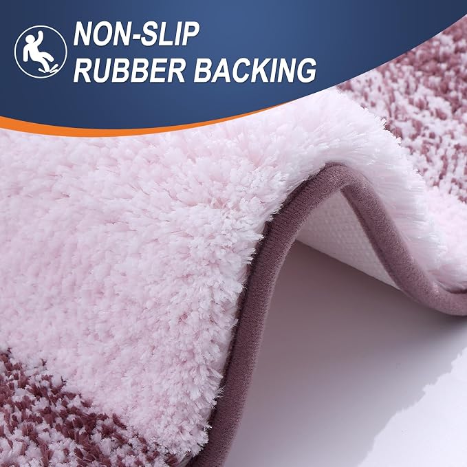 OLANLY Bathroom Runner Rugs Mat 59x24, Extra Soft Absorbent Microfiber Bath Rugs, Rubber Backing, Quick Dry, Washable Long Bath Mats for Bathroom Floor, Tub and Shower, Home Decor Accessories, Mauve