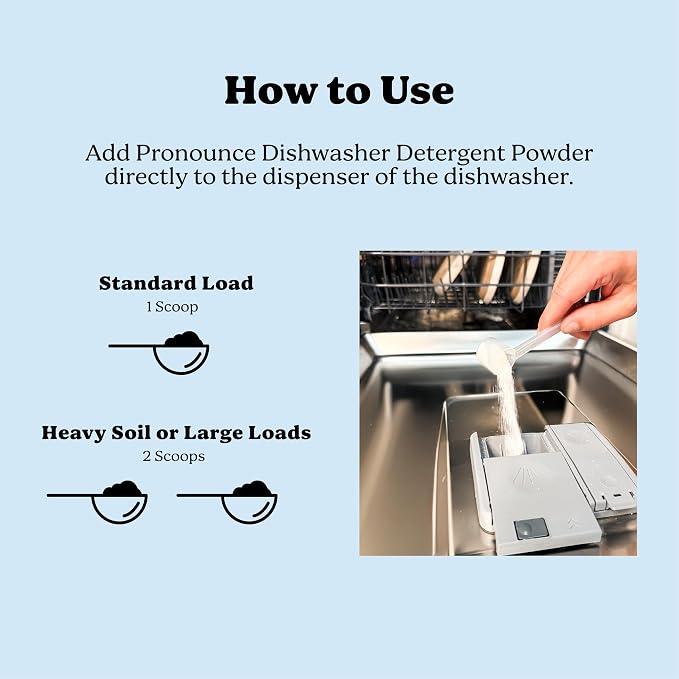 Pronounce Dishwasher Detergent - Cleaner Ingredients, Fragrance Free - Ultra Concentrated Dish Soap, Cuts Grease and Grime, Dishwasher Pods Alternative. (40 Loads, Unscented)