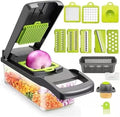 12 16 Piece Vegetable Cutter Set with Drain Basket Stainless Steel Slicer Dicer Potato Peeler Carrot Grater Kitchen Tool(12pcs)