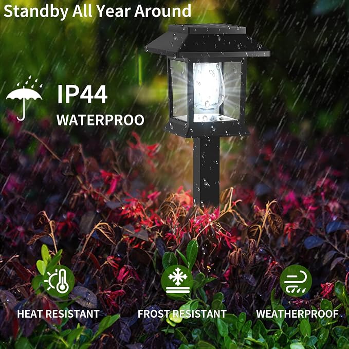 Solar Pathway Lights Outdoor,12 Pack Cool White 6000K Solar Lights, | Waterproof Auto On/Off Dawn to Dusk Landscape Lights for Garden, Path, Yard, Patio, Driveway,Walkway Decor