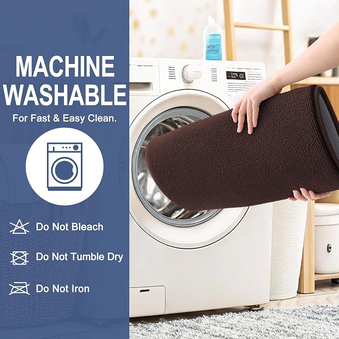 OLANLY Memory Foam Bathroom Runner Rugs 47x17, Absorbent Long Mat, Brown | Soft Quick Dry Bath Mat Rugs, Non-Slip, Machine Washable Mat for Bathroom Floor, Tub and Shower, Home Decor Accessories