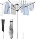 131FT Outdoor Umbrella Clothes Drying Rack | 131FT Metal Drying Rack Clothing, 4-Arm 360°Rotary, Collapsible Clothesline for Lawn Garden Backyard, 67.52" Height
