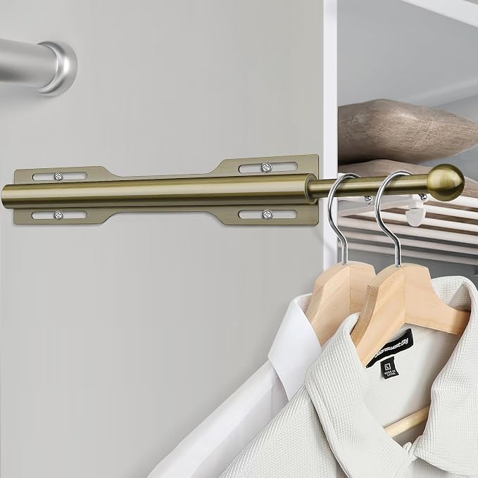 12" Valet Rod for Closet Pull Out (2 Pack, Antique Brass)