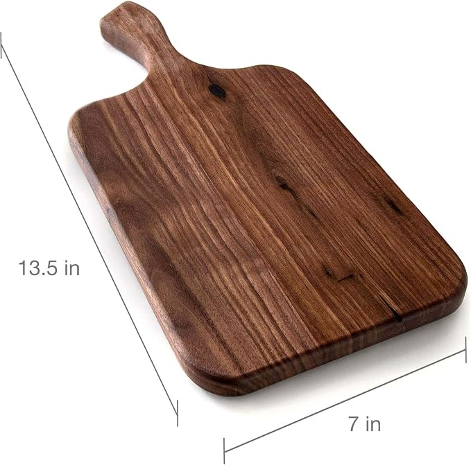 Brazos Home Medium Organic Wood Cutting Board Used for Serving, Chopping Fruit, Vegetables or Meat and as a Charcuterie Platter, Seasoned, Dark Walnut, 13.5 x 7 x .75
