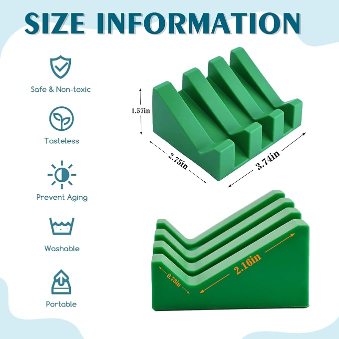 Self Draining Soap Dish Holder,Silicone Soap Dish,for Bathroom,Kitchen, Sponges，Can Extend Soap Life，Keep Soap Bars Dry and Easy Cleaning (Deep Green,2-Pack)