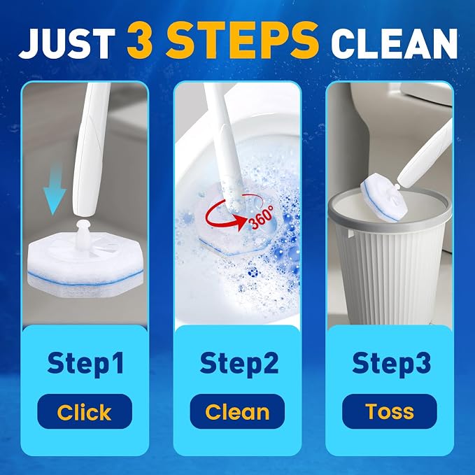 Toilet Cleaner Refill Pads, Disposable Toilet Bowl Cleaner Refill for Toilet Cleaner Wand, Single-Use Hygienic Scrubber Heads, 20 Count