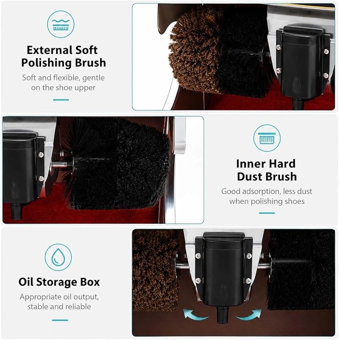 Electric Automatic Shoe Polisher Cleaner 80W | Automatic Shoe Polishing Machine Featuring Sensor, Oil Reservoir, Stainless Steel Design for Home and Hotels