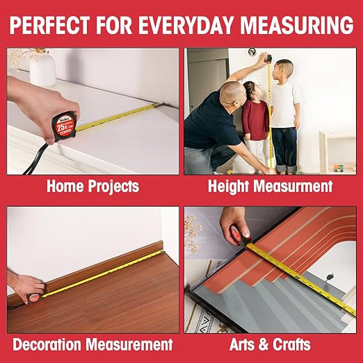 2 Pack Tape Measure 25 ft, Easy Read Retractable Measuring Tape 1-Inch Wide, Great for House Construction and Carpenter