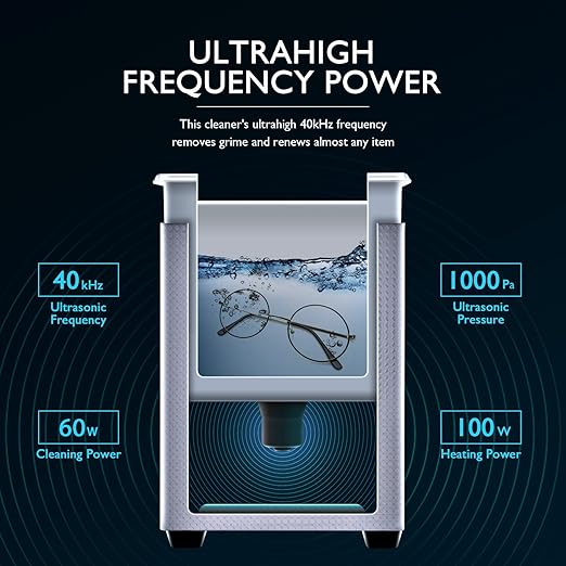 CREWORKS Professional Ultrasonic Cleaning Machine, Ultrasonic Machine with Heater & Timer, Digital Jewelry Ultrasonic Cleaner for Cleaning Denture Dental Oral Irrigator Parts Retainer Glasses, 1.8L