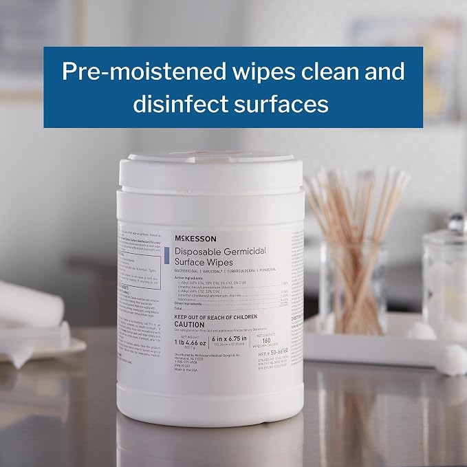McKesson Surface Disinfectant Wipe Canister Alcohol Scent 160 Ct 50-66160