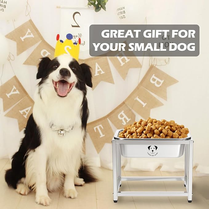 0.85 Gallon Elevated Large Dog Water Bowl, 10.23" Raised Stainless Steel Bowl for Medium Large Breed, Elevated Dog Water Bowl with Full Metal Stand, Easy to Clean and Assemble for Indoor Outdoor