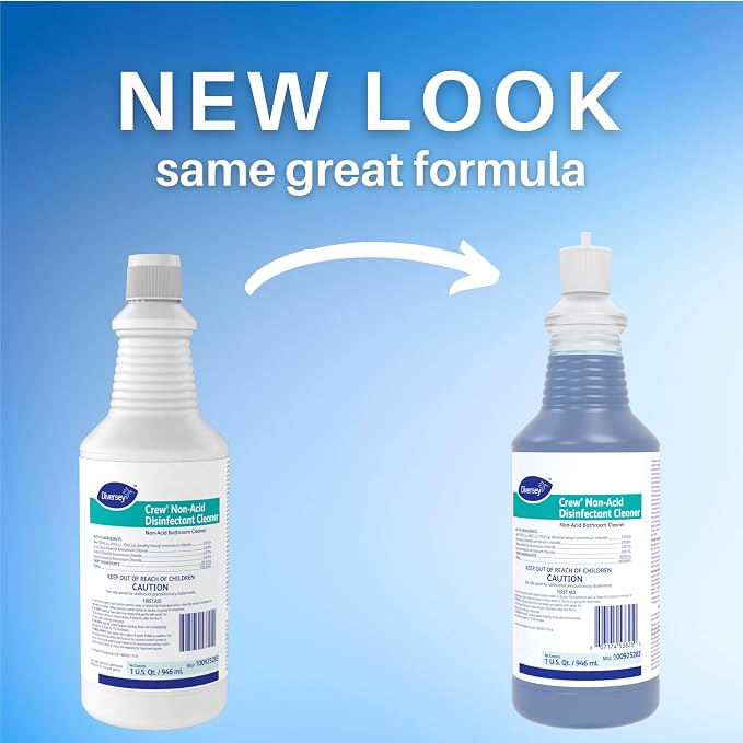 CREW Diversey 100925283 Neutral Non-Acid Bowl & Bathroom Disinfectant, 32 oz Squeeze Bottle, 12/CT | Ready to Use, Fresh Scent, Toilet Bowls, Urinals, Shower Rooms, Locker Rooms, Hard non-porous Surfaces