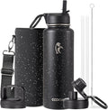 Coolflask Water Bottle 40 oz Insulated with Straw, Stainless Steel Metal 3 Lids Water Flask for Sports or Office, Keep Cold 48H Hot 24H, Starry Night