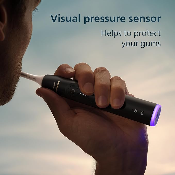 Philips Sonicare 6700 Series Electric Toothbrush, Pressure Sensor, 9 Brushing Settings, SmarTimer, BrushPacer, 21-Day Runtime, Travel Case, for Gum Health & Sensitive Teeth, Black, HX7411/06