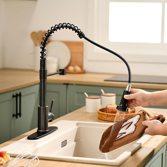 GIMILI Oil Rubbed Bronze Touchless Kitchen Faucet with AC Adapter, Motion Sensor Smart Hands Free Single Handle Kitchen Sink Faucet with Pull Down Sprayer