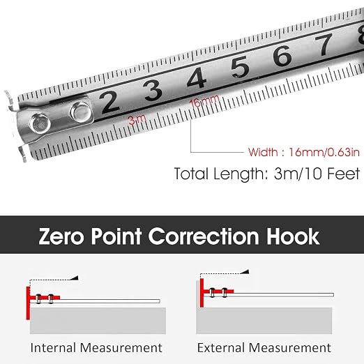 Tape Measure 10ft, Stainless Steel Tape Measure, Waterproof & Rustproof Measuring Tape with Hollow Design for Construction,Renovation, Carpentry