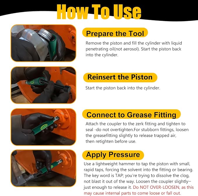 Grease Fitting Cleaning Tool -Grease Zerk Cleaner, Zerk Fitting Cleaning Tool, Remove Old Dried Grease from Fittings, Pins, Shafts, Bushings, and Joints (Green)
