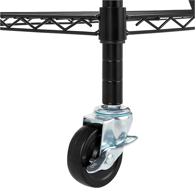 Amazon Basics 5-Shelf Heavy Duty Garage Shelving Storage Rack with 4" Wheel Casters, Adjustable Metal Wire Organizer, 300 lbs Per Shelf, 30" x 14" x 64.75", Black