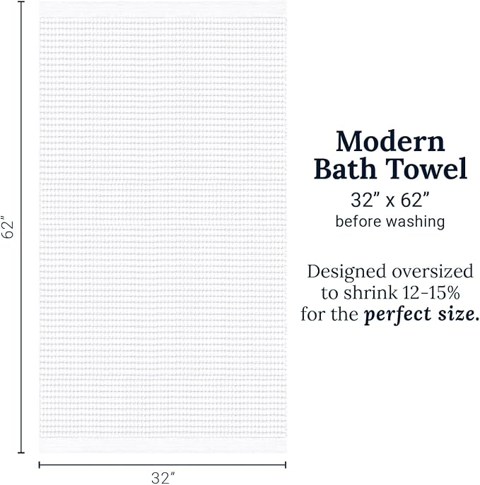 GILDEN TREE Waffle Towels for Bathroom Luxury 100% Cotton Bath Towels, Quick Dry Towel, Thin Super Absorbent Lint Free Shower Towels, Bath Towels Set of 2, Modern Style (White)