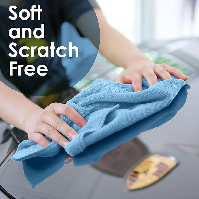 Avalon Towels Microfiber Cleaning Cloths (Value Pack of 48) - Size 16 x 16 Inches, Highly Absorbent Cleaning Rags, Lint Free, Reusable and Washable, Microfiber Towels for Cars