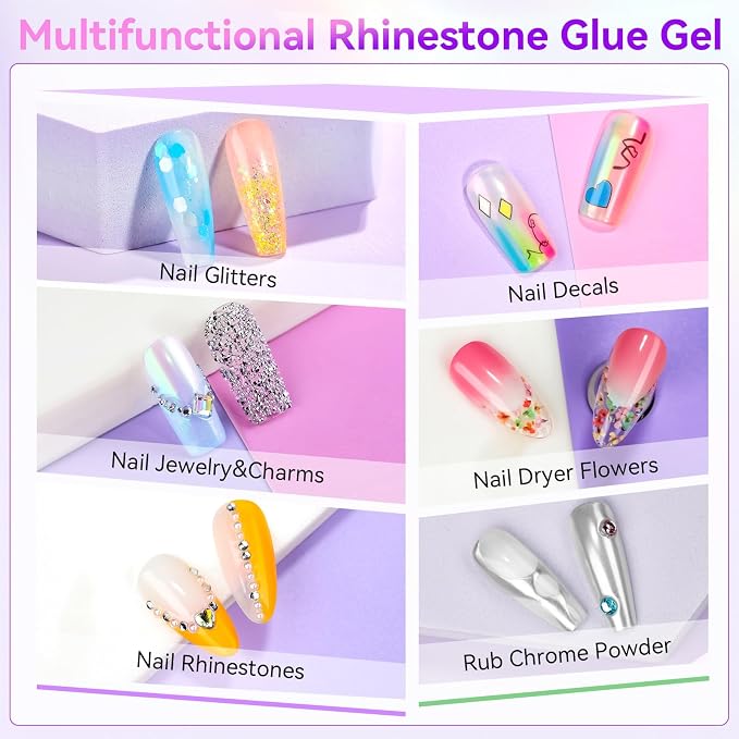 Makartt Nail Rhinestone Glue: Precision Gap Filling Gel with Brush for Gems | Low Viscosity, UV/LED Cured, Gap Filling, Small Charms, Glitter, Pearls and Sequins, 3D Sculpting, DIY and Salon Use