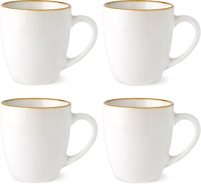 GBhome Ceramic Coffee Mugs Set of 4, 12oz Stoneware Coffee Mugs Set For Dad Mom Women MEN, Light Weight Ceramic Coffee Cups for Latte/Tea/Beer/Hot Cocoa, Dishwasher & Microwave Safe