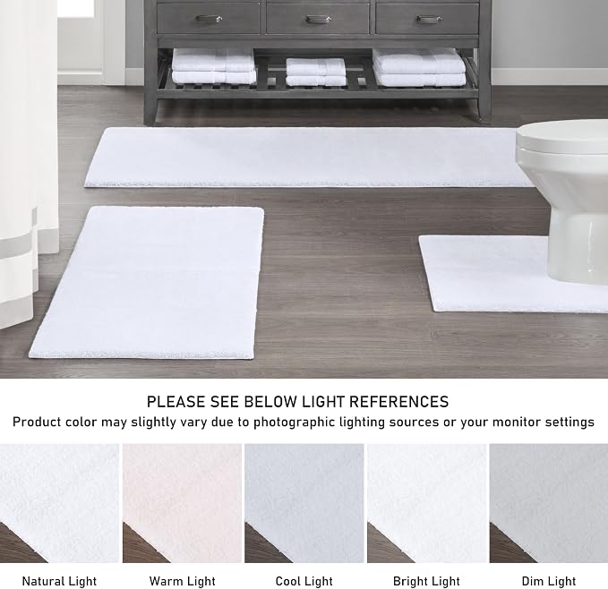 Madison Park Signature Marshmallow Bathroom Rug Non Slip, Luxrurious Plush Bath Mat, Absorbent, Quick Dry, Spa Design Bath Room Décor, 20x30, White
