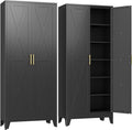 GAIOUS 74.8" Tall Kitchen Pantry Cabinet, Metal File Storage Cabinet Black | Steel Office Cabinet, Freestanding Cupboard with 2 Doors and 5 Adjustable Shelves, Bathroom Kitchen Home Garage Tool Cabinet