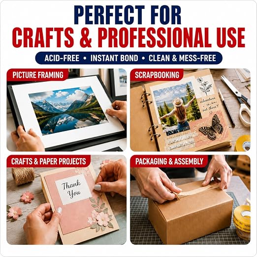 GGR Supplies ATG Tape Refills, 1/4 Inch x 36 Yards (Pack of 12), Acid-Free Adhesive Transfer Tape, Double-Sided Reverse Wound ATG Gun Refills for Picture Framing, Scrapbooking, Crafts and Packaging