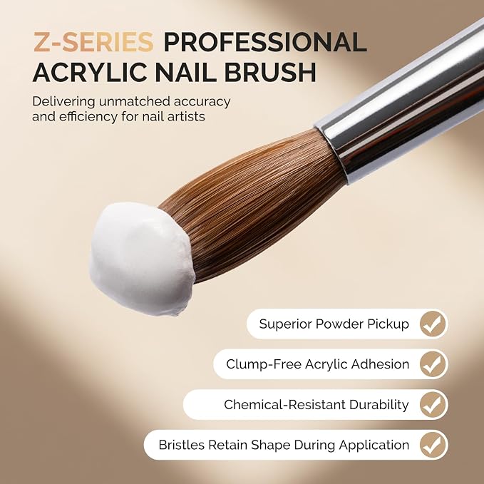 MelodySusie Kolinsky Acrylic Nail Brush, 100% Pure Kolinsky Hair, Professional Nail Brush for Acrylic Powder Nail Extension and 3D Nail Carving, for DIY Home Salon, Size 14