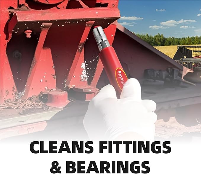 Grease Fitting Cleaning Tool, Grease Zerk Cleaner for Trucks, Tractors, Heavy Equipment - Removes Old Dried Grease from Fittings, Pins, Shafts, Bushings (Red)