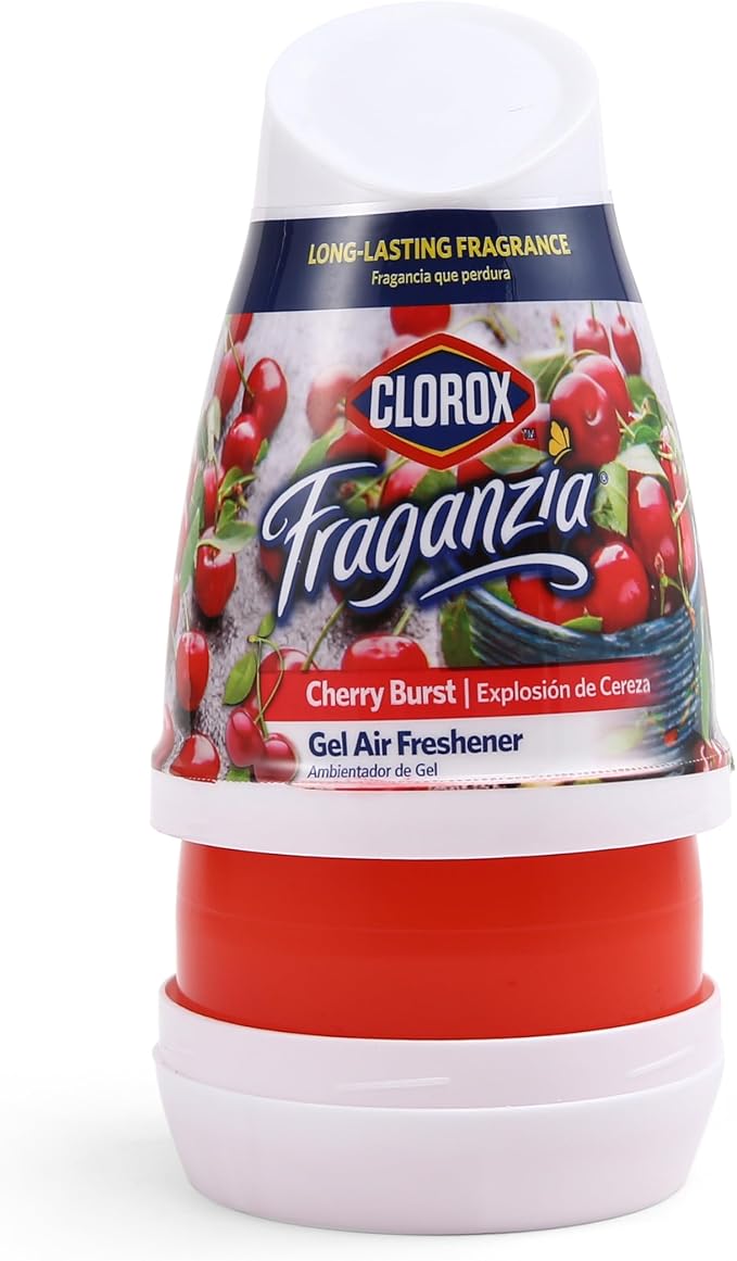 Clorox Fraganzia Gel Air Freshener Cone, Cherry Burst Scent - No-Plug, Battery-Free Air Freshener for Small Rooms, Closets, Kitchens, Bathrooms, Offices and More, 6 Ounce