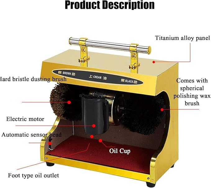 Shoe Polishing Machine,Fully Automatic Induction Shoe Polishing Machine,Public Electric Titanium Shoe Polishing Machine for Family,Hotel,Bank,and Commercial Use,C