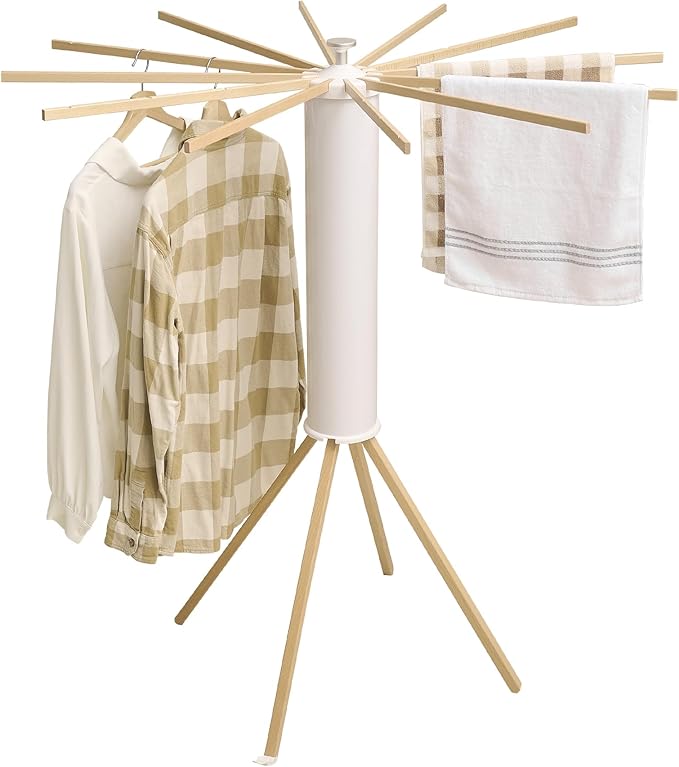 JOOM Four Legs Clothes Drying Rack, Garment Rack Portable and Foldable Space Saving Laundry Drying Rack - Drying Rack Floor Folding Balcony Bedroom Solid Invisible Household