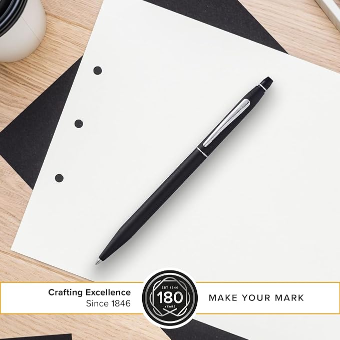Cross Click Classic Black Ballpoint Pen - High-End Writing Tool for Versatile Use - Smooth Writing & Journaling - Elegant Accessory - Long-Lasting - Black Ink - Includes Gift Box | Black Lacquer, Retractable, Includes Medium Refill #8783-2, Gift Box, A...