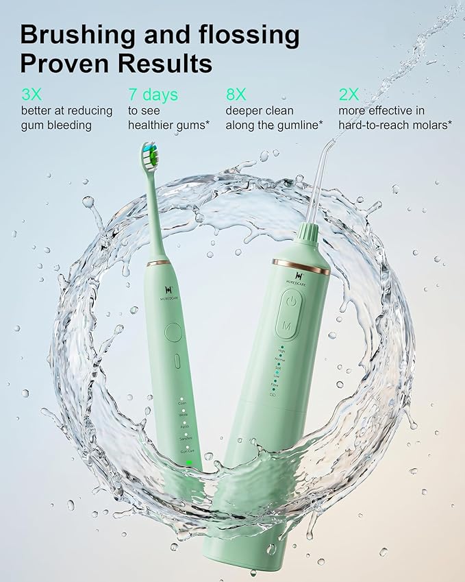 Upgraded Pro Dental Care Kit: 5-Mode Water Flosser & 50,000 VPM Sonic Electric Toothbrush | Premium Oral Clean Set with Enhanced Cleaning Modes, Larger Tank & Refined Design for Advanced Gum Health