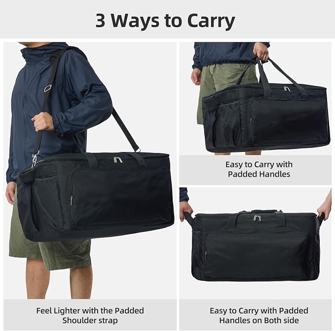 Grill Carry Bag for Cuisinart CGG-306 Tabletop Grill with Pockets, Bag Only | Fully Lined with PE Foam, Rip-Proof Fabric, Adjustable Strap, Weather-Resistant, Portable BBQ Accessories Carrying Case