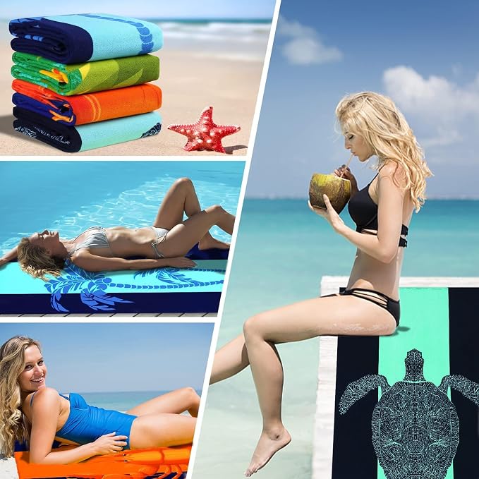 6 Packs Oversized Terry Beach Towel Set 36 x 72 Thin Extra Large Big Soft Bulk Towels Blanket Clearance XL Travel Adult Essentials Cruise Accessories Pool Camping Swim Must Haves Vacation Necessities