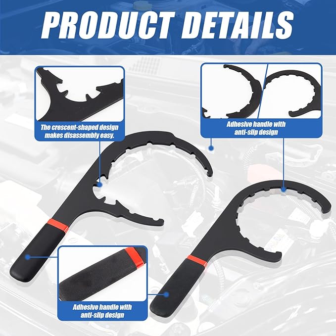 2 Pcs 4.6'' & 5'' Fuel Filter Wrench Set Compatible with Various Fuel Filter Sizes Include Water Separator, Engines, Red and Black