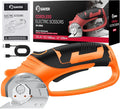Saker Box Cutter Electric Cordless: Card board Cutter Scissors for Fabric Leather Paper Plastic - Cardboard Cutting Tool with 4V Recharged Battery - Safety Lock and LED Light for Cutting,Orange