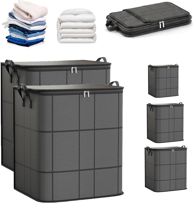 180L Portable Moving Storage Bags, XXL Foldable Storage Bag with Reinforced Handles, Zippered Organizer for Quilts, Bedding & Sweaters,Large Capacity Fabric Bag for Closet & Moving Day，2PCS XLarge