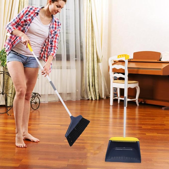1set Broom and Dustpan Home Cleaning Soft Bristle Sweeping Tool Kit for Floors and Indoor Use Compact and Easy to Store for Keeping Your Space Tidy