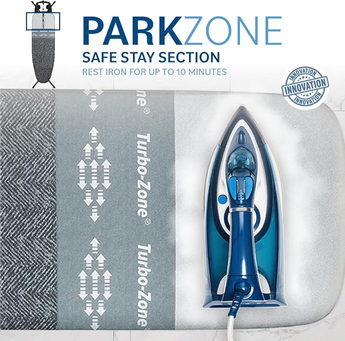 Bartnelli Heavy Duty Ironing Board 48x15 | Designed & Made in Europe with Patent Technology, Turbo & Park Zone