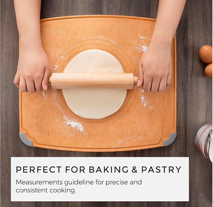 Essential Baking Pastry & Cutting Board for Kitchen, Wood Fiber Cutting Board for Kitchen, Knife Friendly, Dishwasher Safe, Non-Slip Feet, Juice Groove, Non-Porous, Eco Friendly, 15" x 18"