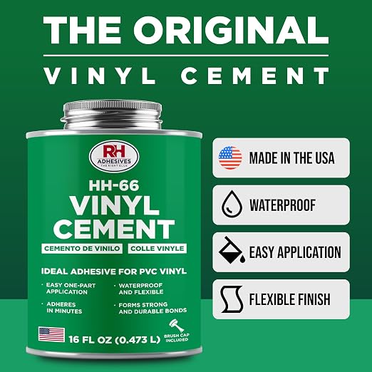 HH-66 Vinyl Cement 16 oz - Vinyl Adhesive, Cement Glue, Industrial Contact Cement for PVC & Vinyl Repair - Waterproof Flexible Vinyl Glue for Tarps, Pool Liners, Inflatables & Marine – RH Adhesives