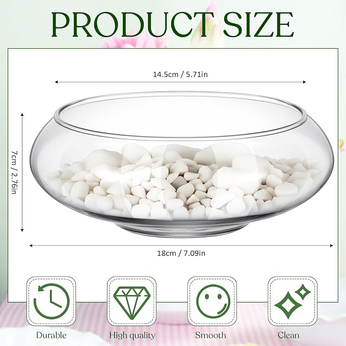 3 Pcs Hydroponic Planter Lotus Flower Pot Planter Lotus Bowl Clear Glass Fish Bowl Vase for Planting Indoor Home Decor Water Lily Narcissus Planting Water Lily (7.09in)