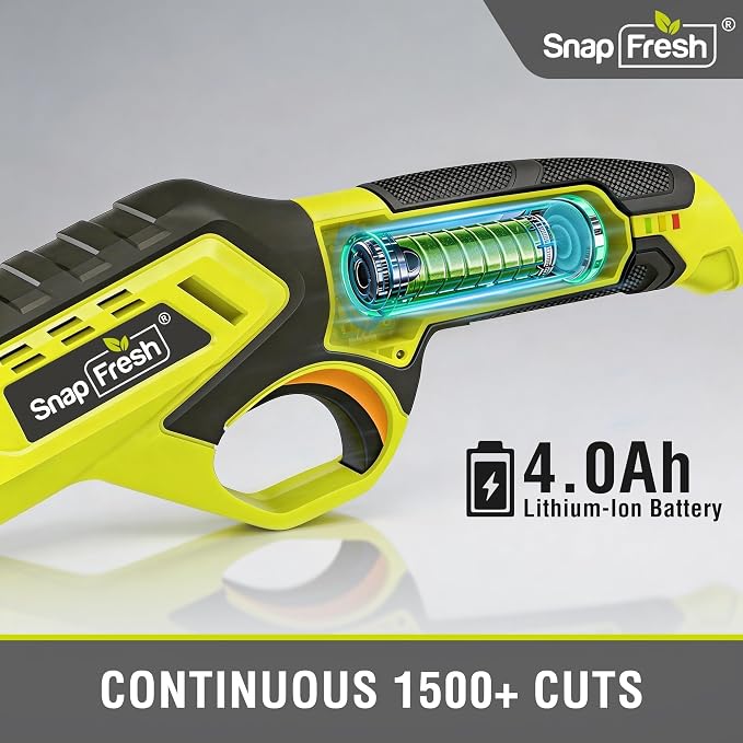 SnapFresh Cordless Electric Pruning Shears, 4.0Ah Battery Powered Garden Pruner with Extra Blade, 3/4" Cutting Capacity, Tool-Free Quick Blade Swap, Lightweight Branch Cutter Gardening Scissors